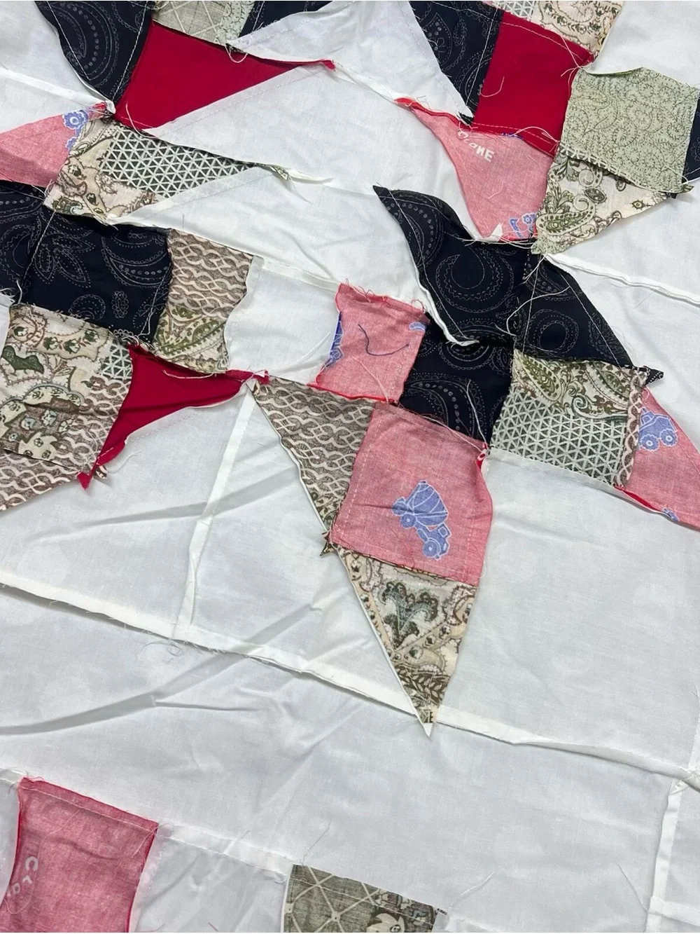 Handmade Christmas Pine Tree Star Baby Quilt Top 47x47